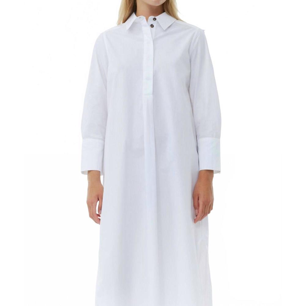 NEW GANNI cotton poplin oversized shirt dress in bright white - Picture 4 of 6
